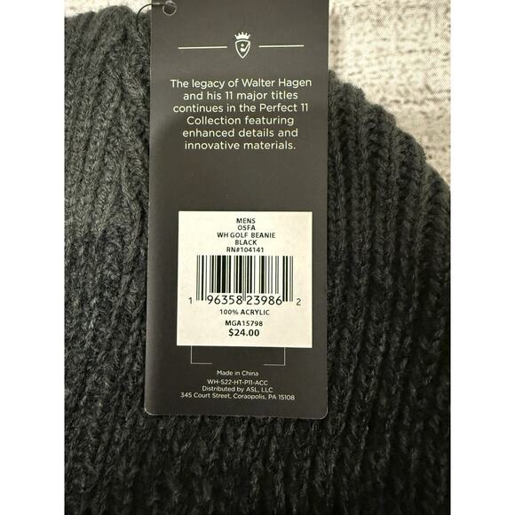 Walter Hagen Perfect 11 Collection Men's Black Golf Beanie One Size Black NWT - Picture 6 of 6